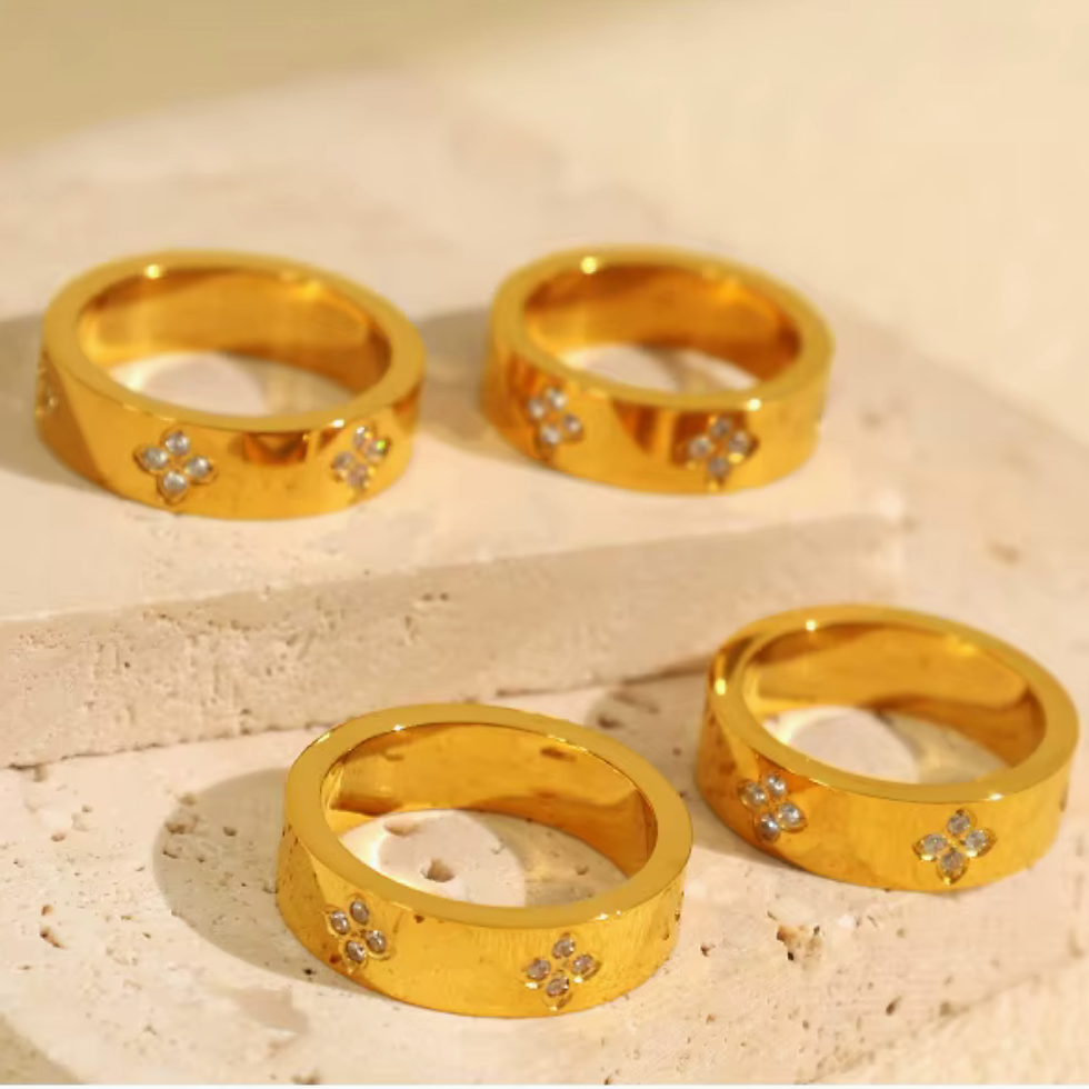 Thumbnail: Rosaline Gold Clover Band Ring