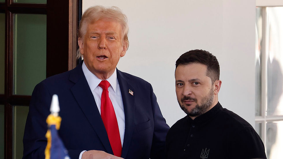 President Donald Trump greets Ukrainian President Volodymyr Zelensky as he arrives at the White House on Feb. 28 in Washington, DC. Photo: Chip Somodevilla/Getty Images