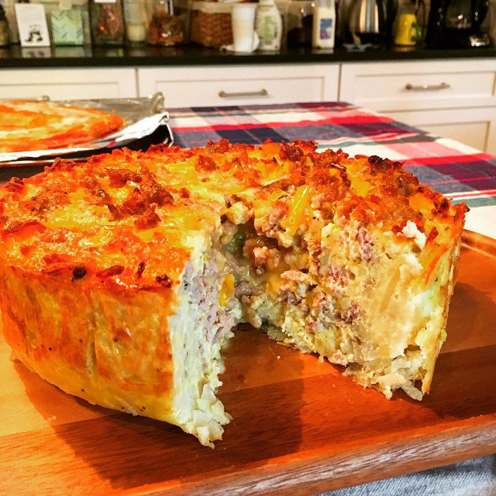 Egg Quiche with Hash Brown Crust