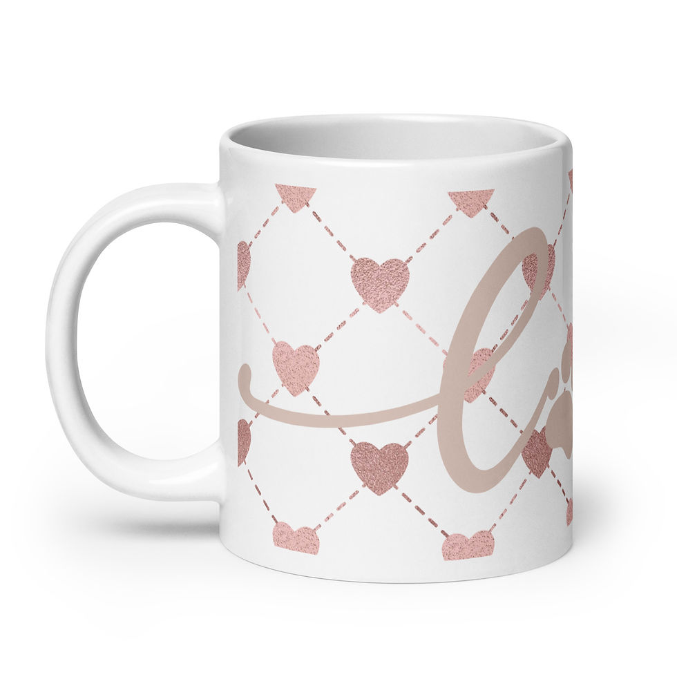 Thumbnail: Mug | 3 Sizes | Ceramic Glossy White | Heart Mosaic