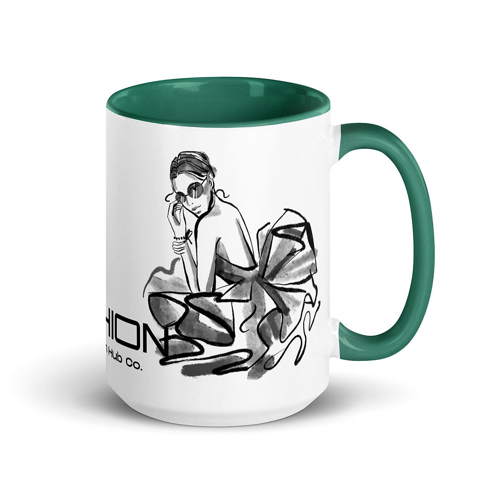 Thumbnail: Coffee Mug | 2 Sizes | Ceramic White w/ Interior Color | Fashion Model