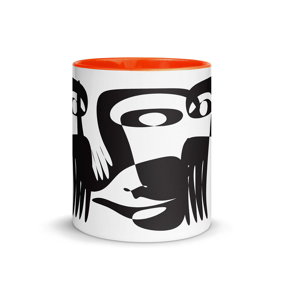 Thumbnail: Coffee Mug | 2 Sizes | Ceramic White w/ Interior Color | Faces