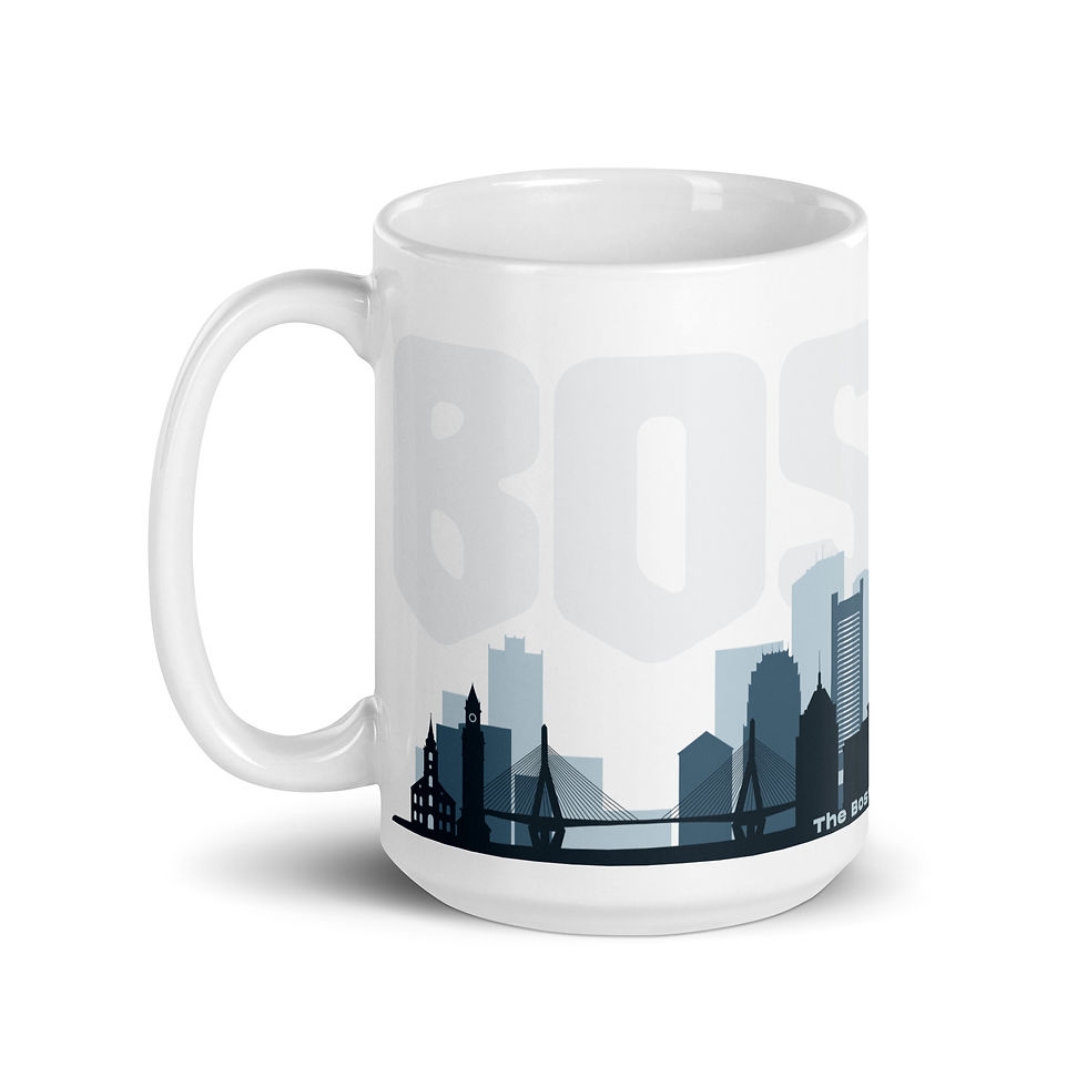 Thumbnail: Coffee Mug | 3 Sizes | Ceramic glossy White | Boston Skyline Blue
