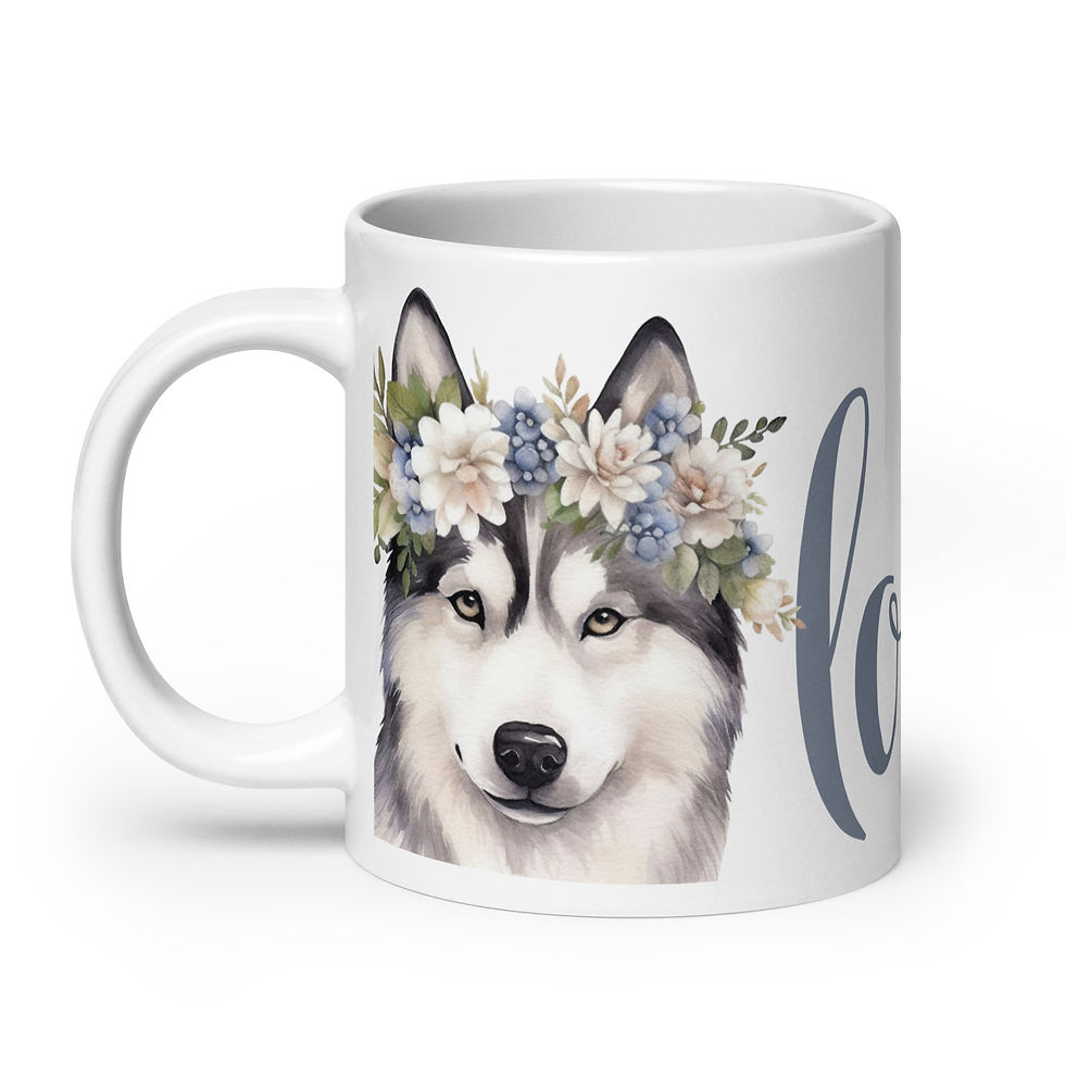 Thumbnail: Mug | 3 Sizes | Ceramic Glossy White | Husky Love