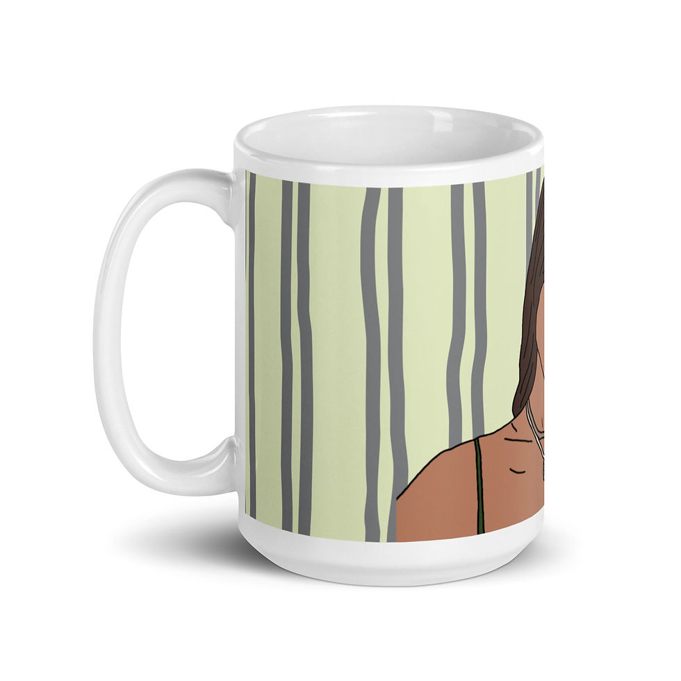 Thumbnail: Coffee Mug | 3 Sizes | Ceramic Glossy White | Woman Taking Pictures Green