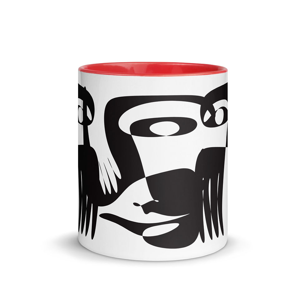 Thumbnail: Coffee Mug | 2 Sizes | Ceramic White w/ Interior Color | Faces