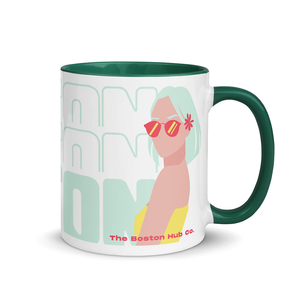 Thumbnail: Coffee Mug | 2 Sizes | Ceramic White w/ Interior Color | Boston Babe