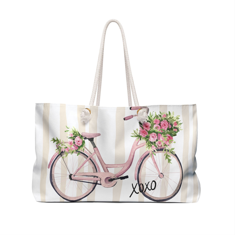 Thumbnail: Weekender Bag | 1 Size | White | Pink Bicycle 