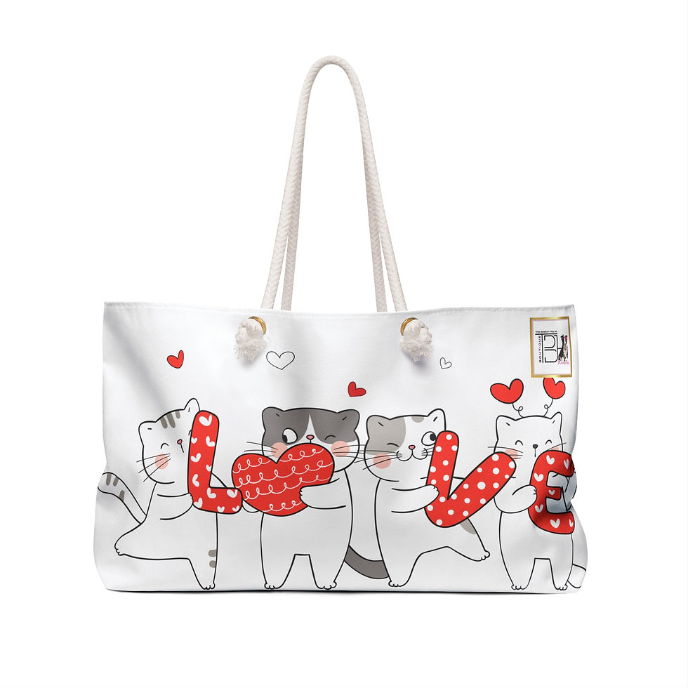 Thumbnail: Weekender Bag | 1 Size | White | Playful Cats L🐾ve