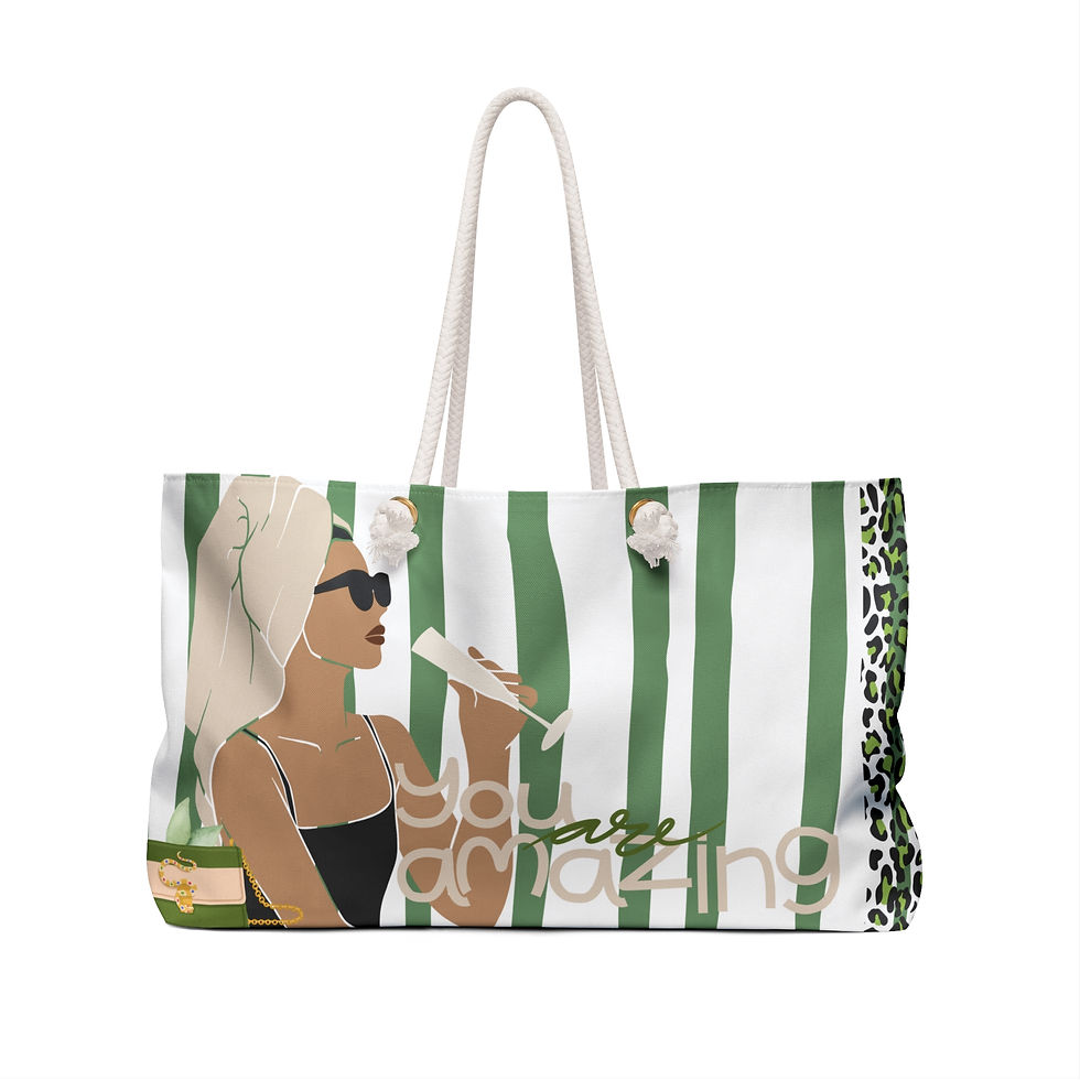 Thumbnail: Weekender Bag | 1 Size | White | Woman with Glass You Are Amazing