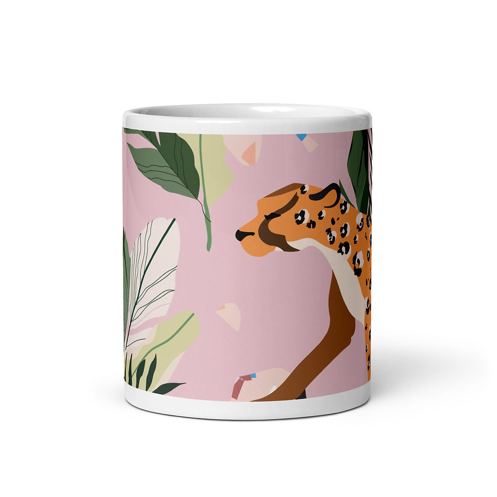 Thumbnail: Coffee Mug | 3 Sizes | Ceramic Glossy White | Cheetahs Pink Forest