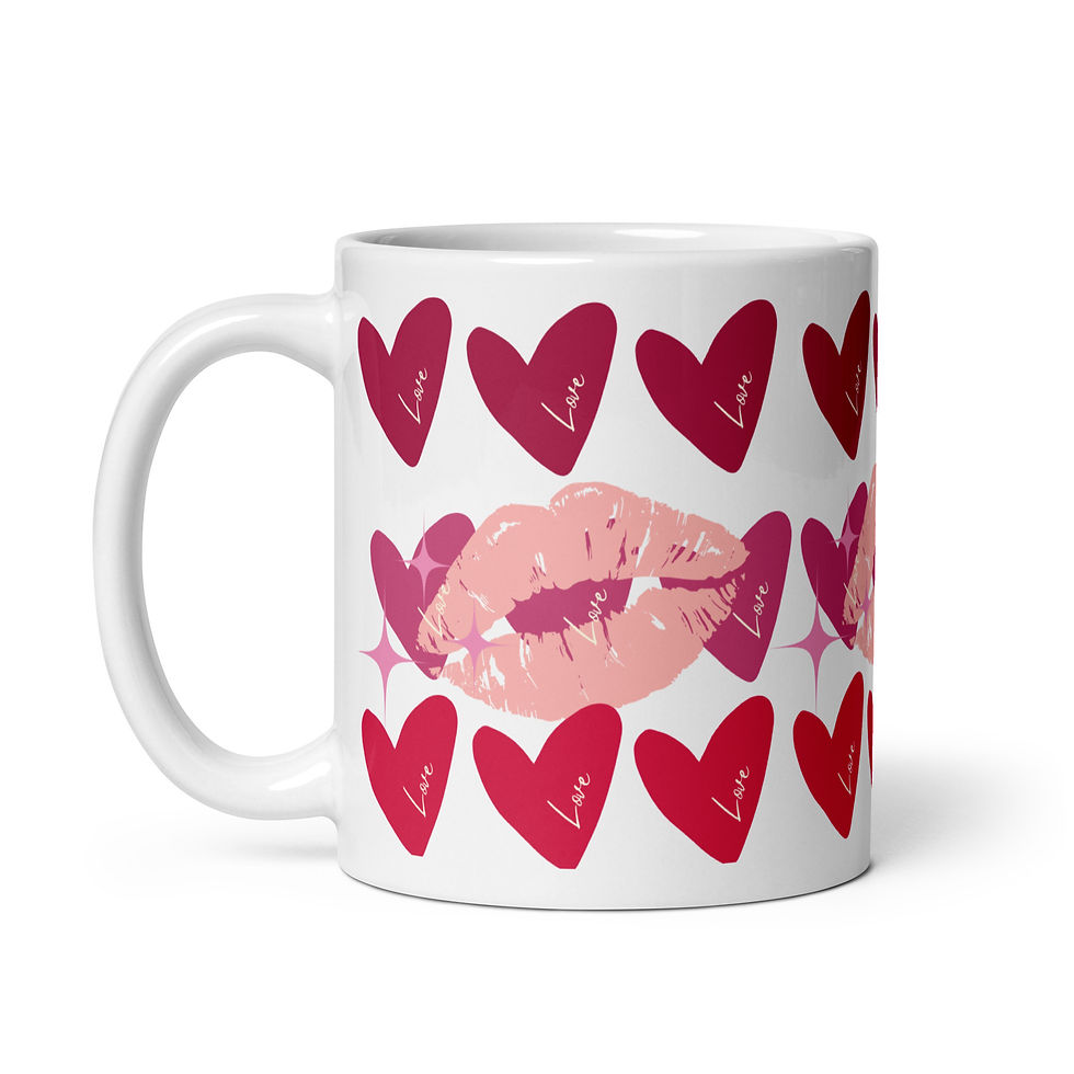 Thumbnail: Coffee Mug | 3 Sizes | Ceramic Glossy White | Lips Heart and Love