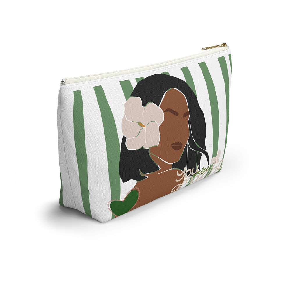 Thumbnail: Accessory Pouch | 2 Sizes | White | Woman with Flower You Are Amazing