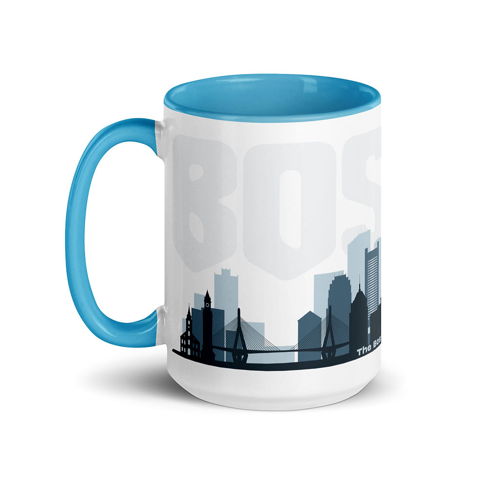 Thumbnail: Coffee Mug | 2 Sizes | Ceramic White w/ Interior Color | Boston Skyline Blue