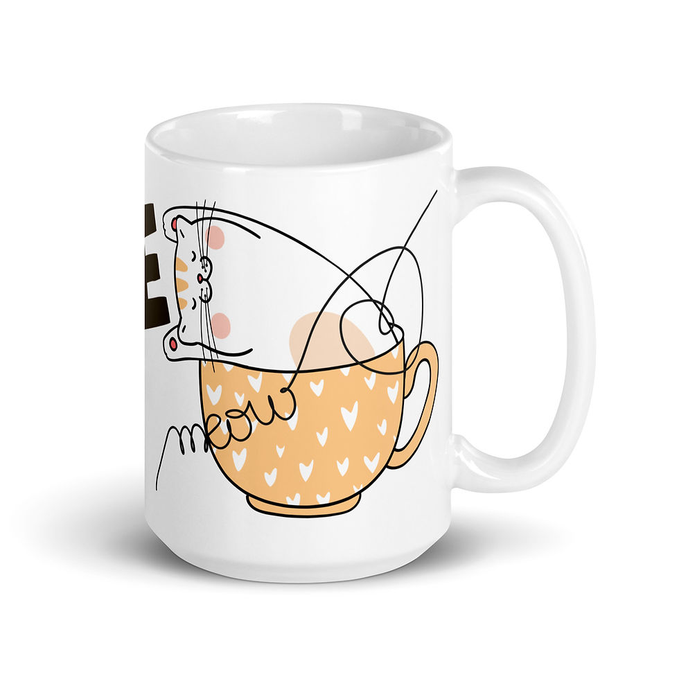 Thumbnail: Mug | 3 Sizes | Ceramic Glossy White | Love Cat Cup