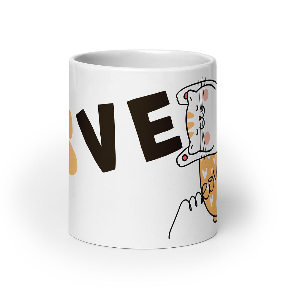 Thumbnail: Mug | 3 Sizes | Ceramic Glossy White | Love Cat Cup