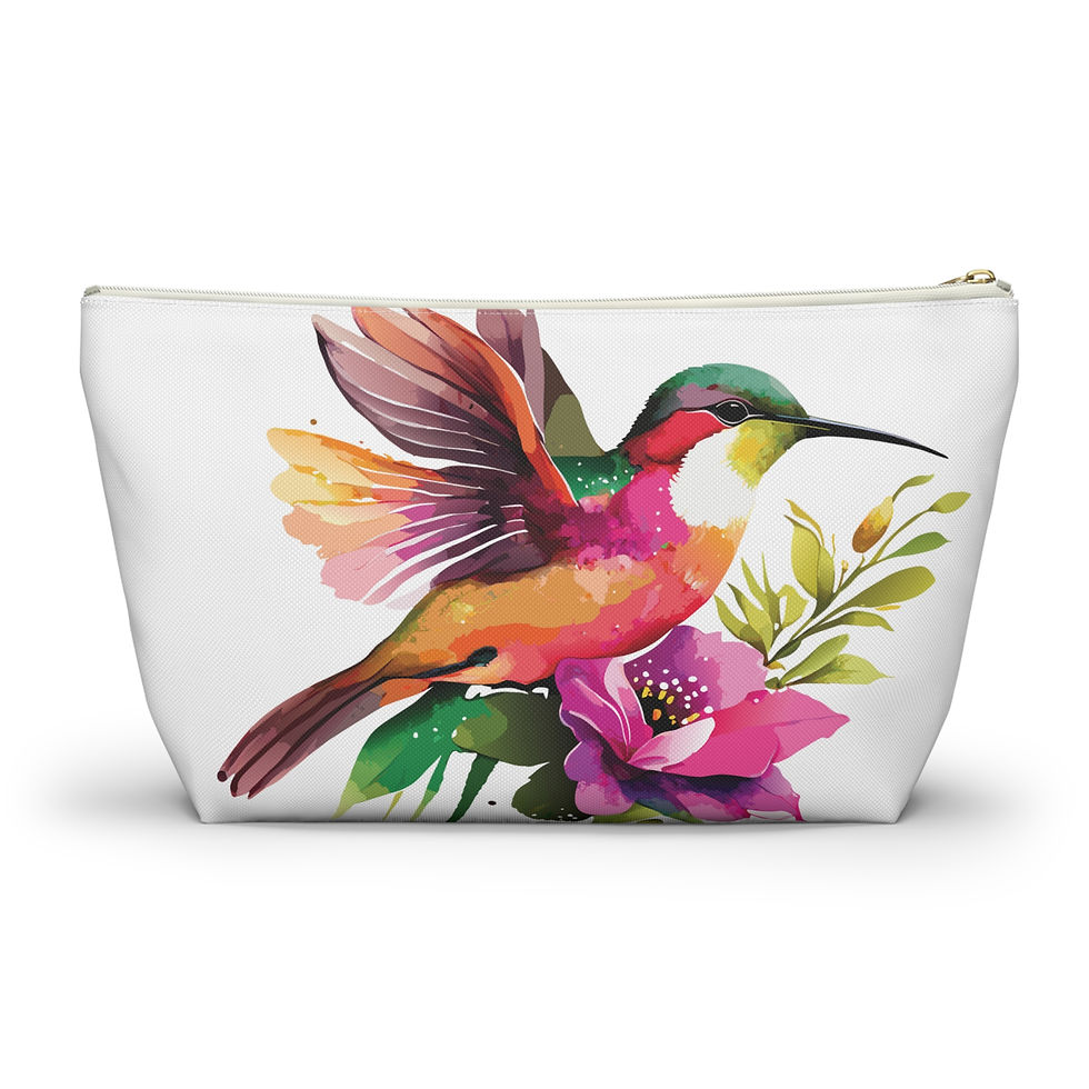 Thumbnail: Accessory Pouch | 2 Sizes | White | Hummingbird 