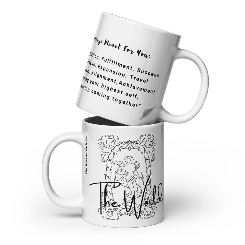 Thumbnail: Coffee Mug | 3 Sizes | Ceramic Glossy White | Tarot Message The World