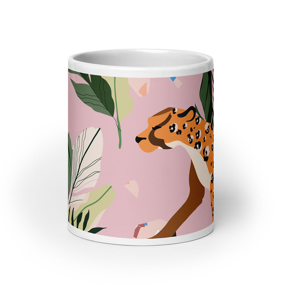 Thumbnail: Coffee Mug | 3 Sizes | Ceramic Glossy White | Cheetahs Pink Forest