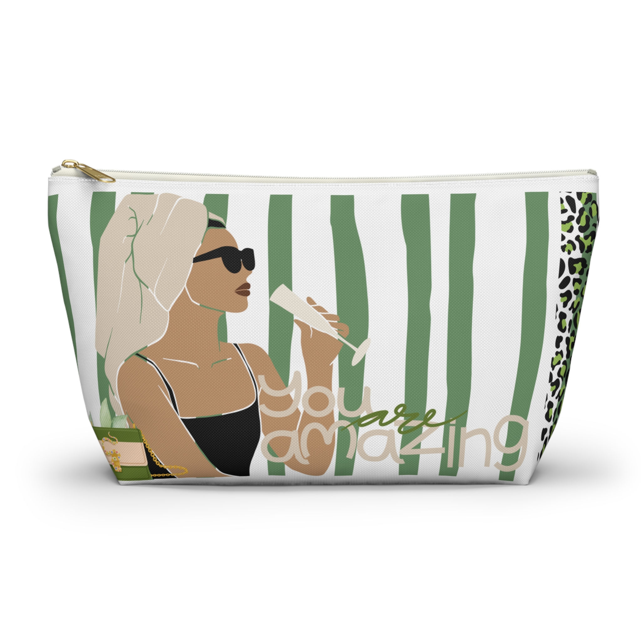 Accessory Pouch | 2 Sizes | White | Woman with Glass You Are Amazing
