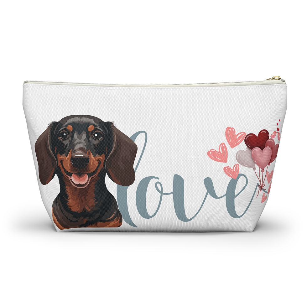 Thumbnail: Accessory Pouch | 2 Sizes | White | Dachshund Hound Love