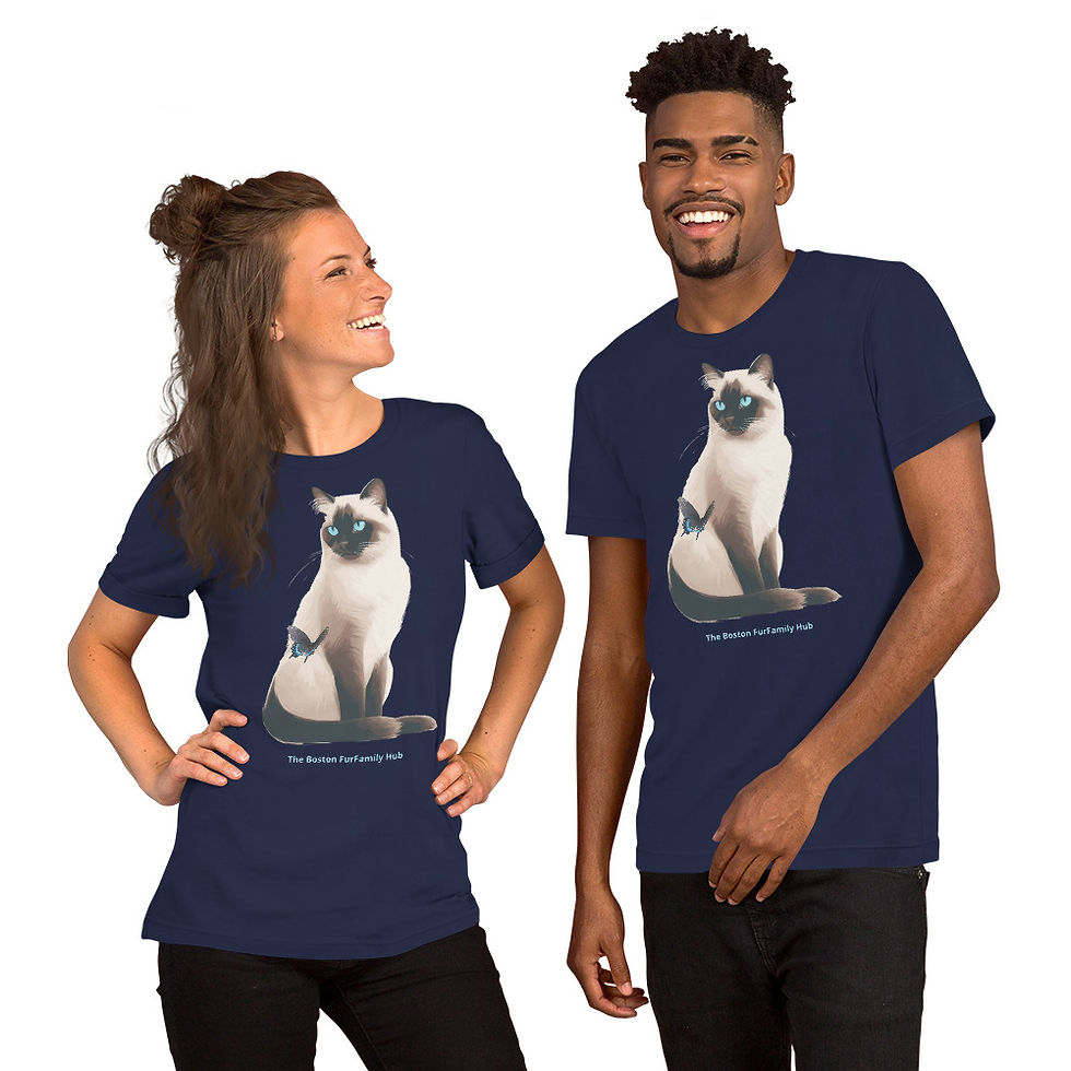 Thumbnail: T-Shirt | 5 Colors | Unisex | Sizes: XS - 5XL | Siamese Cat and Butterfly  