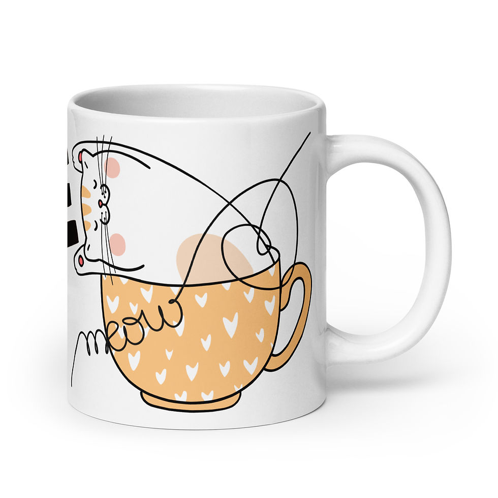 Thumbnail: Mug | 3 Sizes | Ceramic Glossy White | Love Cat Cup