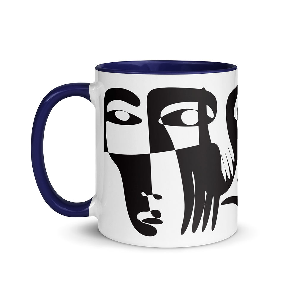 Thumbnail: Coffee Mug | 2 Sizes | Ceramic White w/ Interior Color | Faces