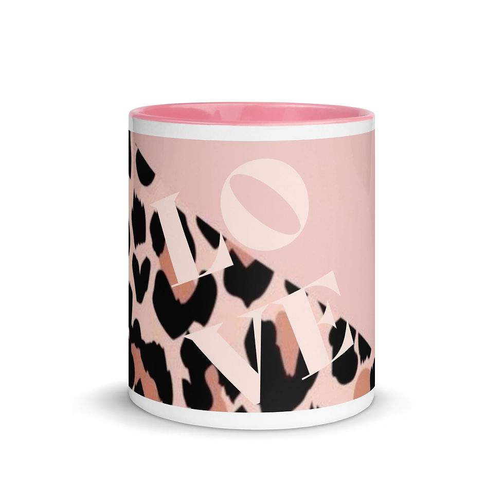 Coffee Mug | MORE Colors | 2 Sizes | Ceramic White | Pink Half and Half Print