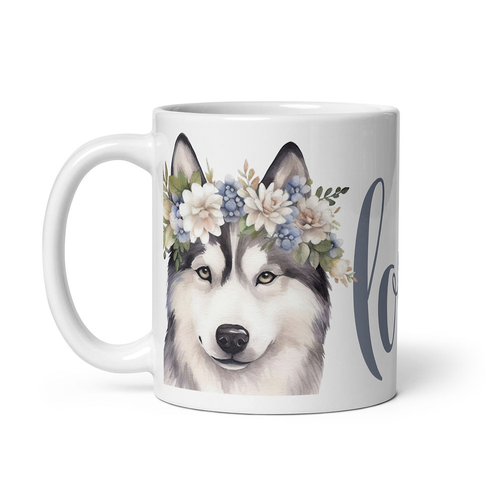 Thumbnail: Mug | 3 Sizes | Ceramic Glossy White | Husky Love