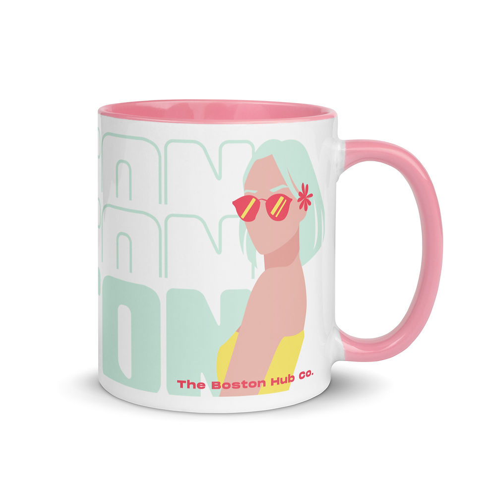 Thumbnail: Coffee Mug | 2 Sizes | Ceramic White w/ Interior Color | Boston Babe