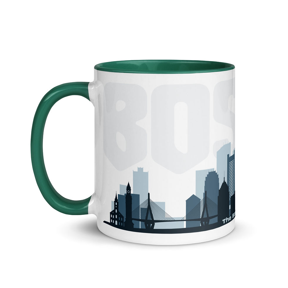 Thumbnail: Coffee Mug | 2 Sizes | Ceramic White w/ Interior Color | Boston Skyline Blue