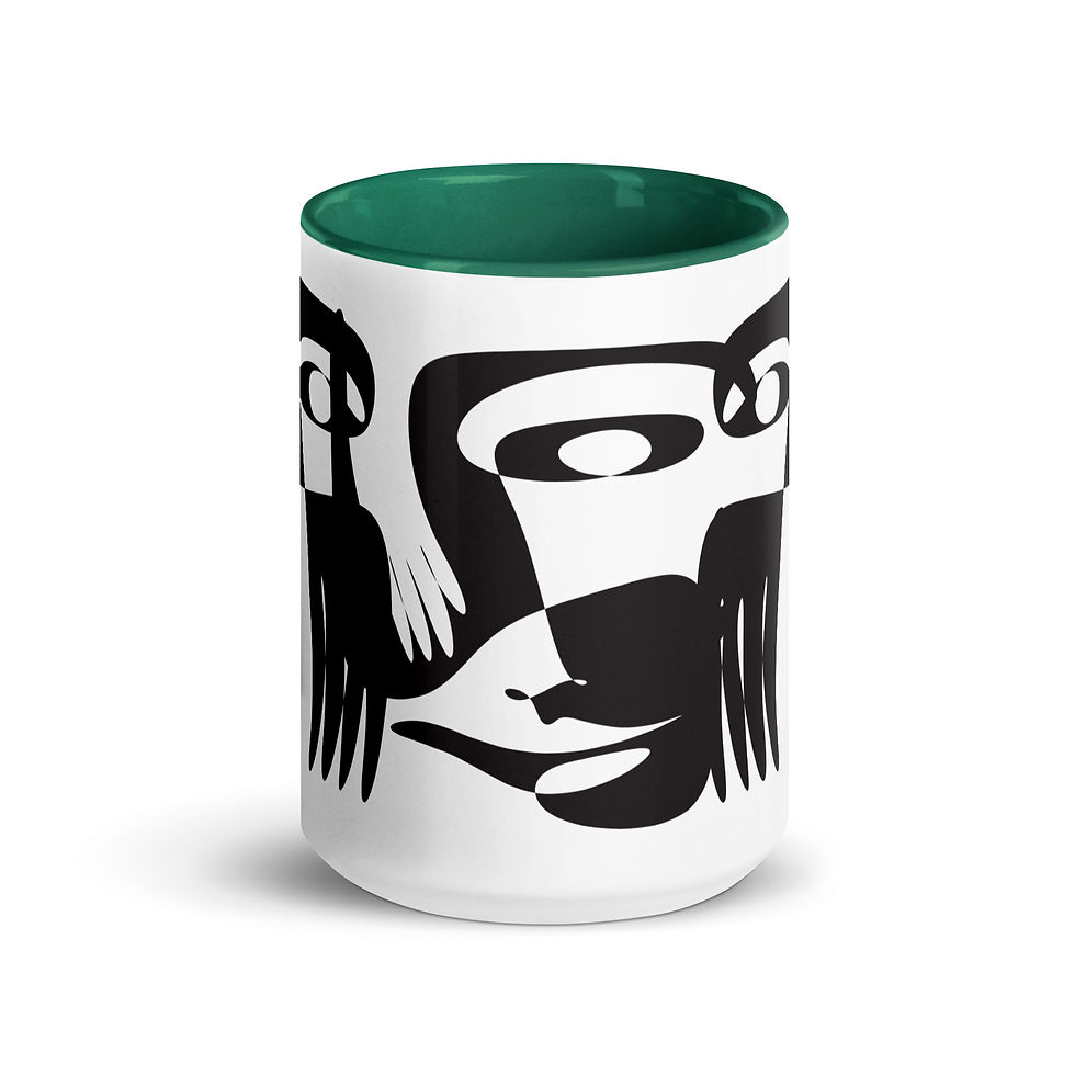 Thumbnail: Coffee Mug | 2 Sizes | Ceramic White w/ Interior Color | Faces