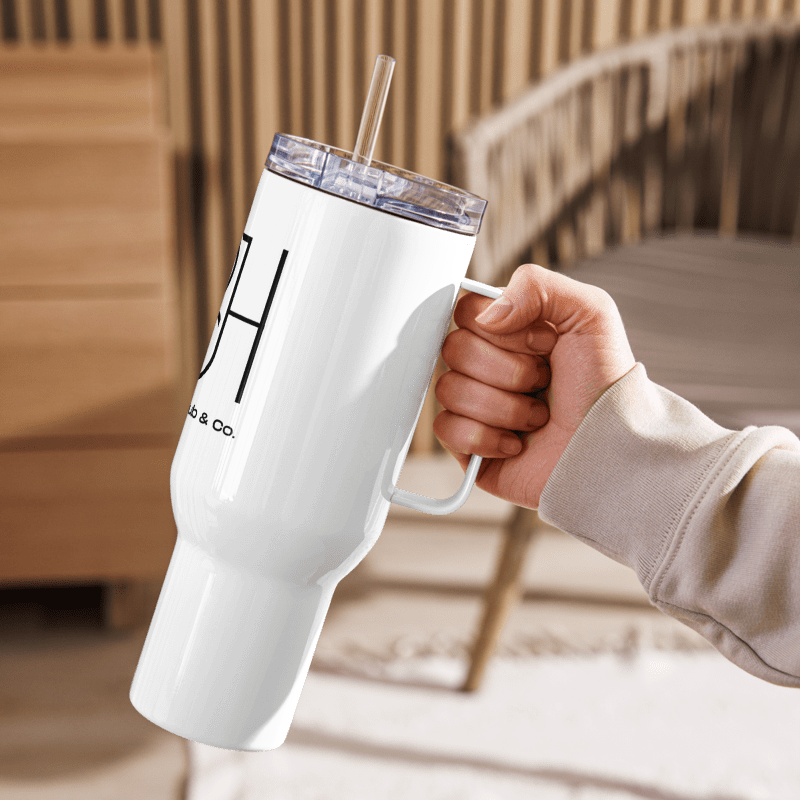 Thumbnail: Travel Mug w/ Handle | 2 Sizes | White | Be Original