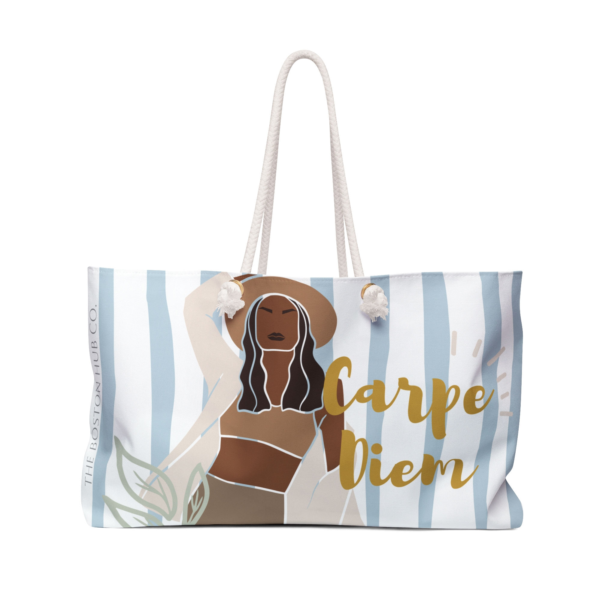 Weekender Bag | 1 Size | White | Woman with Hat Carpe Diem