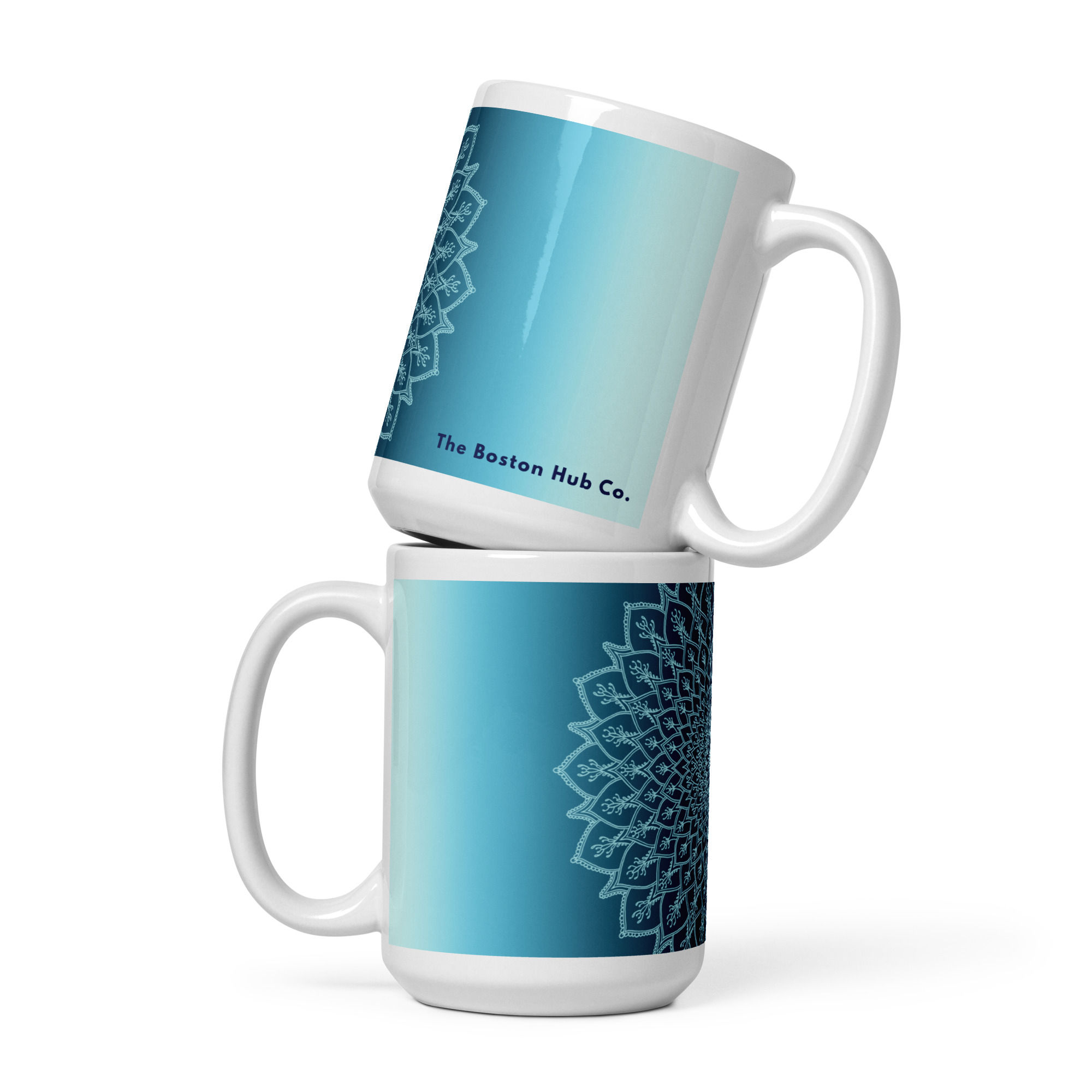 Coffee Mug | 3 Sizes | Ceramic Glossy White | Peaceful Blue Mandala