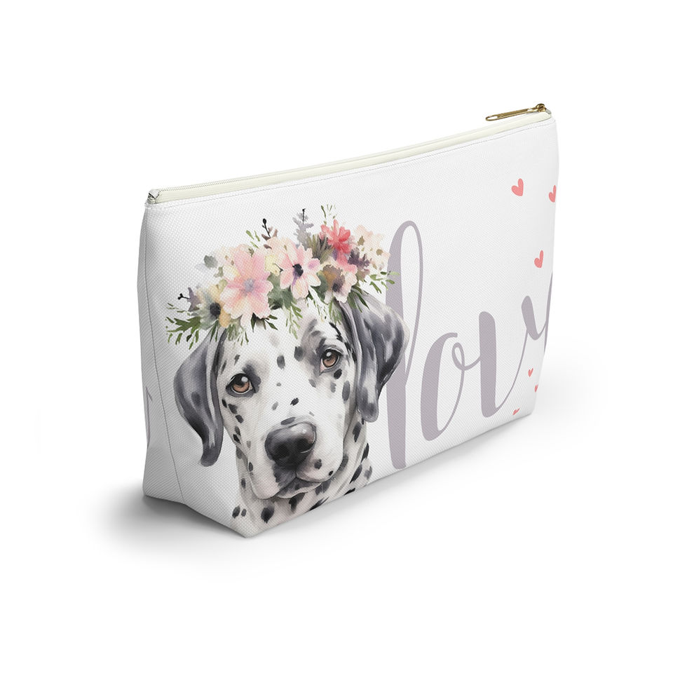 Thumbnail: Accessory Pouch | 2 Sizes | White | Dalmatian Love