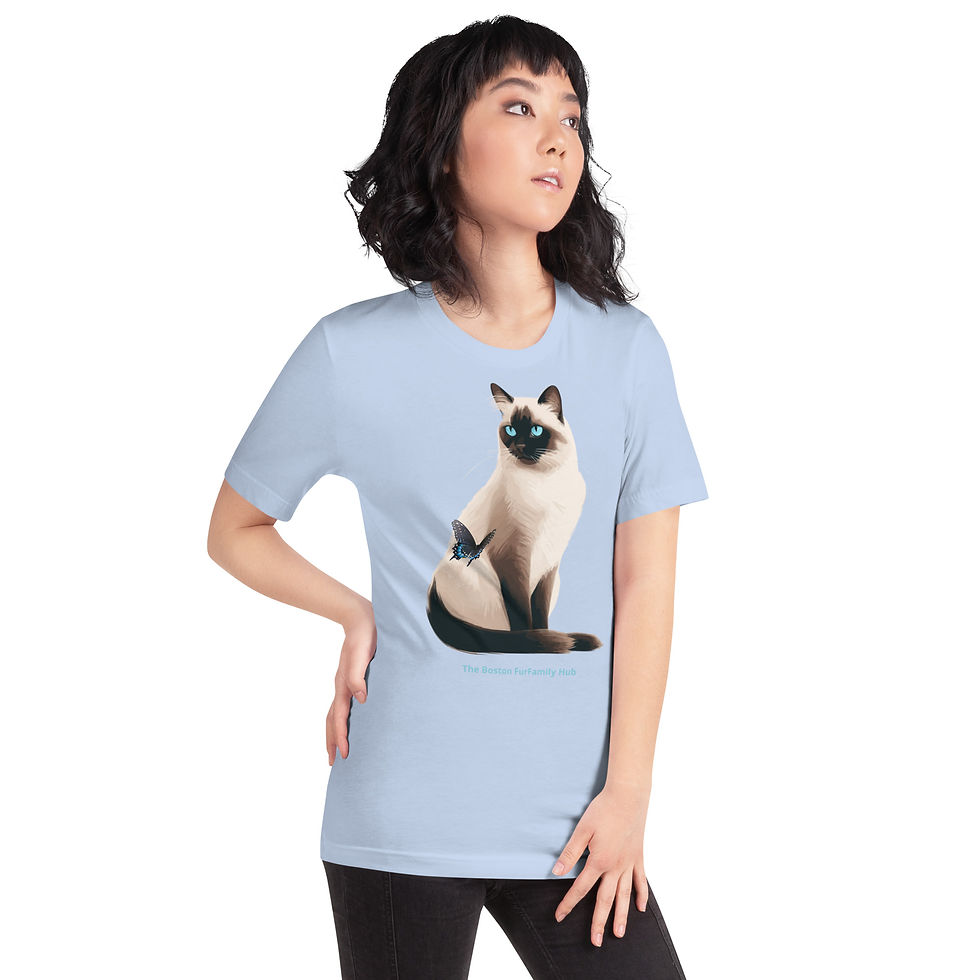 Thumbnail: T-Shirt | 5 Colors | Unisex | Sizes: XS - 5XL | Siamese Cat and Butterfly  
