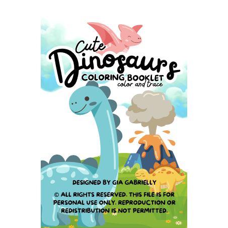 Thumbnail: Cute Dinosaurs Coloring Book for Kids | 73 Pages | Color, Trace & Learn