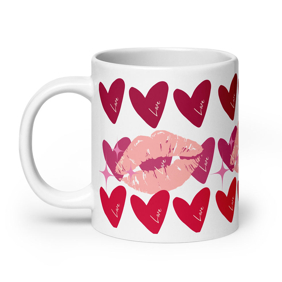 Thumbnail: Coffee Mug | 3 Sizes | Ceramic Glossy White | Lips Heart and Love