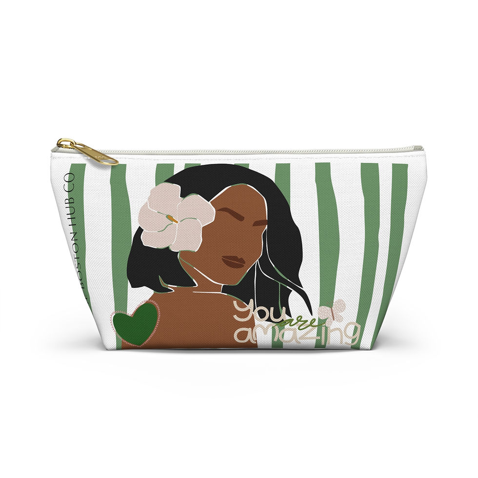 Thumbnail: Accessory Pouch | 2 Sizes | White | Woman with Flower You Are Amazing