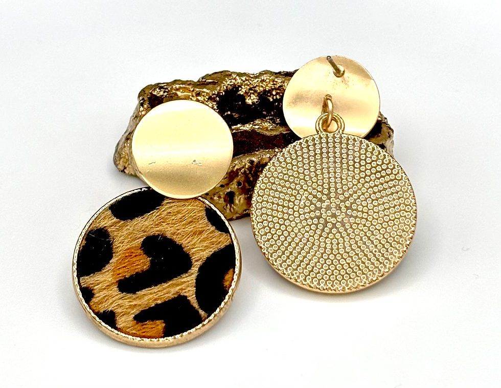 Thumbnail: Earrings | 55% OFF | 4 Colors | Round Pendants | Textured Animal Print