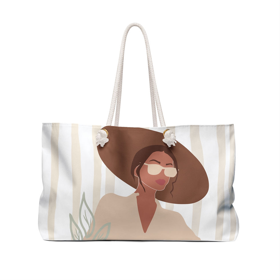 Thumbnail: Weekender Bag | 1 Size | White | Woman Large Hat and Sunglasses