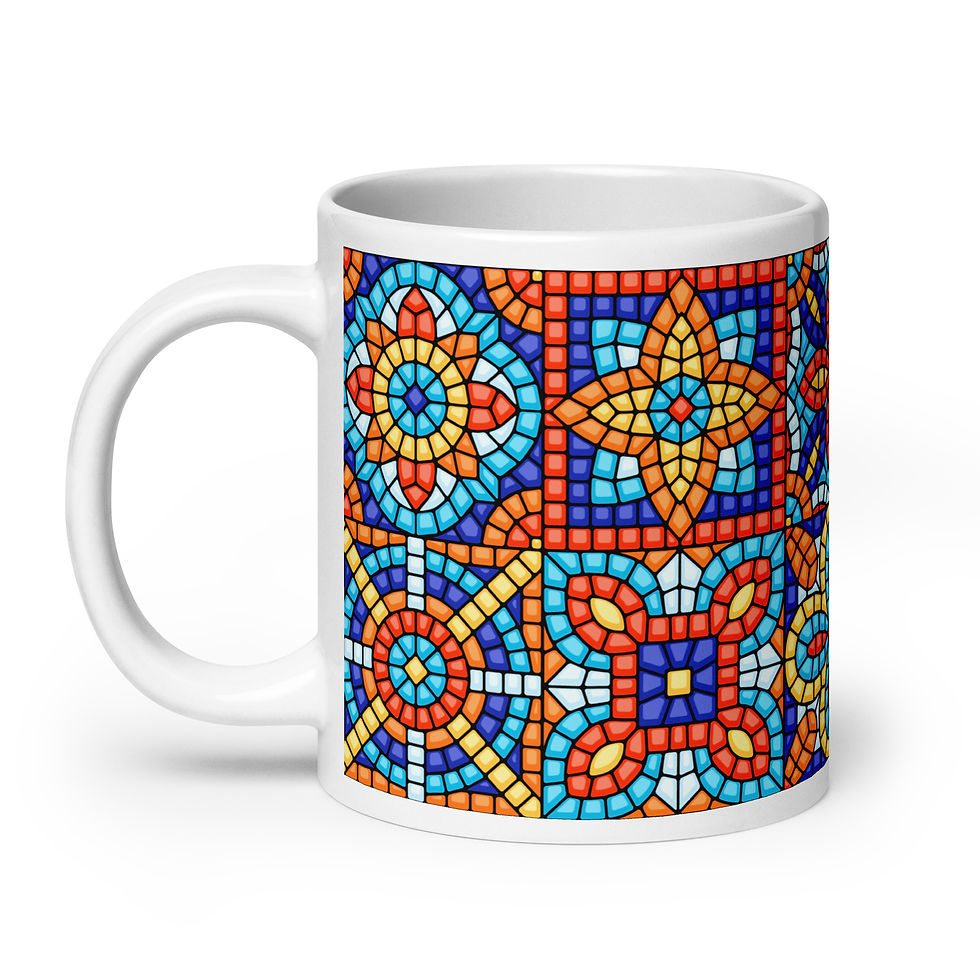 Thumbnail: Coffee Mug | 3 Sizes | Ceramic Glossy White | Colorful Mosaic Wall