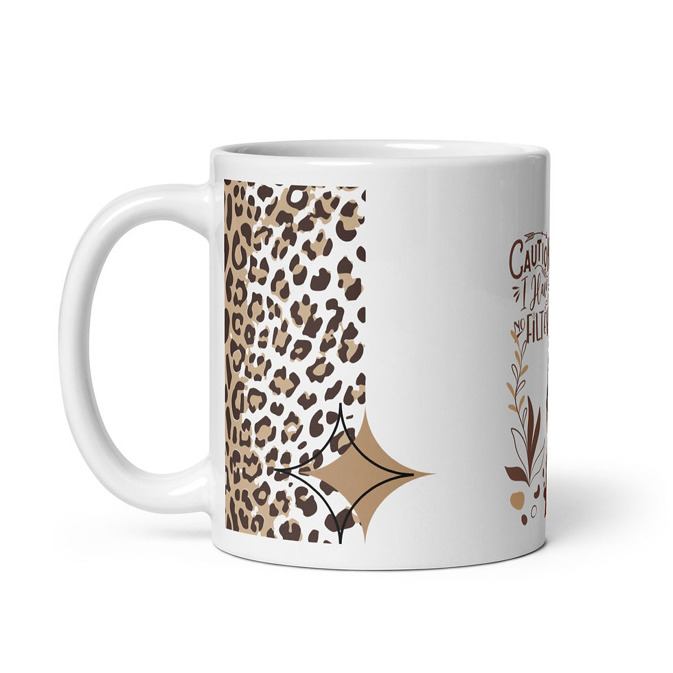 Thumbnail: Coffee Mug | 3 Sizes | Ceramic Glossy White | Woman Caution