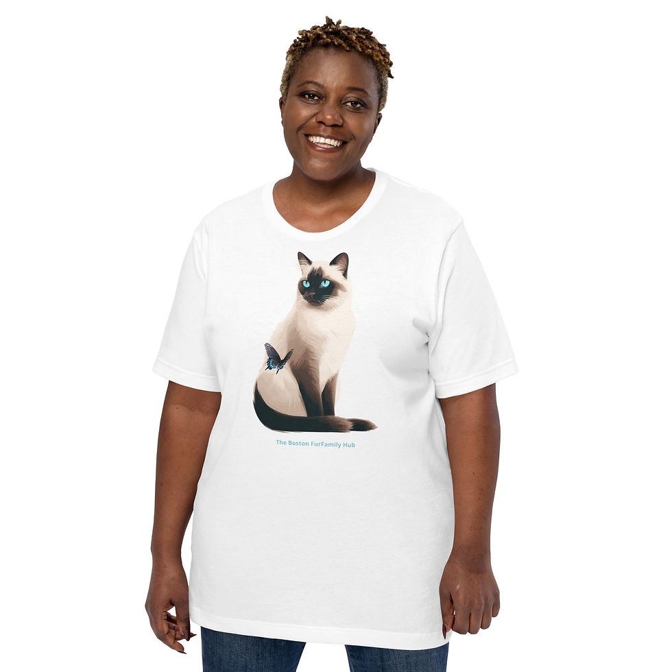 Thumbnail: T-Shirt | 5 Colors | Unisex | Sizes: XS - 5XL | Siamese Cat and Butterfly  