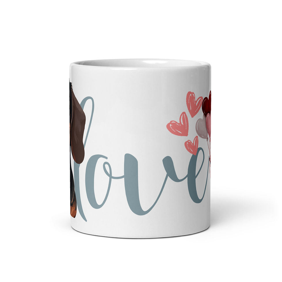 Thumbnail: Mug | 3 Sizes | Ceramic Glossy White | Dachshund Hound Love