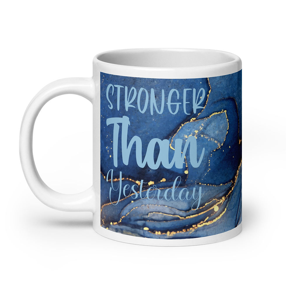 Thumbnail: Coffee Mug | 3 Sizes | Ceramic Glossy White | Blue Geode Stronger Than Yesterday
