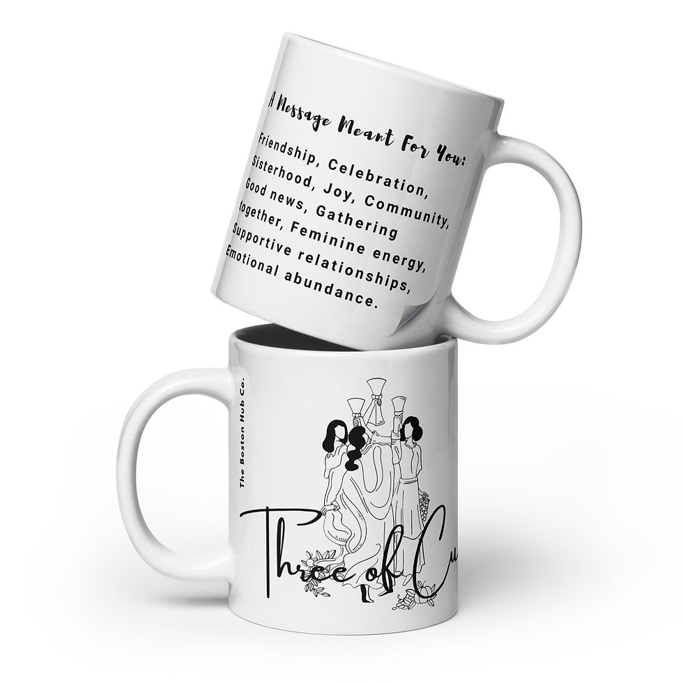 Thumbnail: Coffee Mug | 3 Sizes | Ceramic Glossy White | Tarot Message Three of Cups