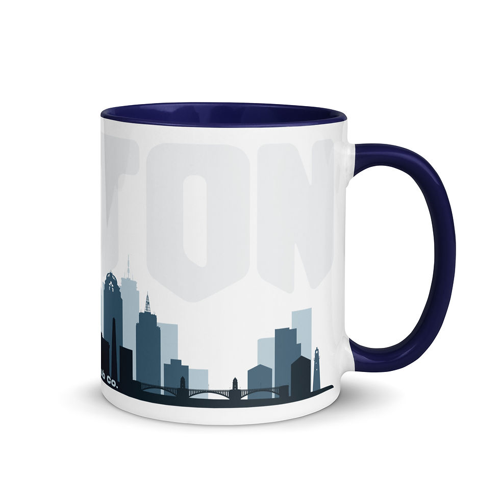 Thumbnail: Coffee Mug | 2 Sizes | Ceramic White w/ Interior Color | Boston Skyline Blue